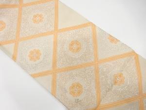 アンティーク　斜め格子に花唐草模様織り出し袋帯（材料）